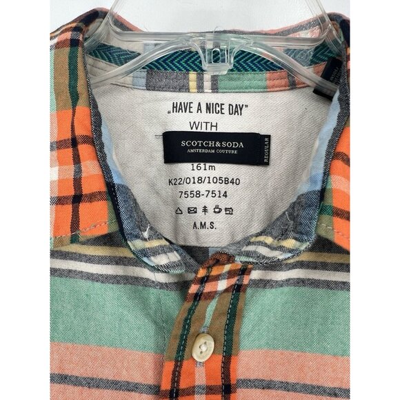 Scotch & Soda Mens Shirt Multi Color Plaid Flannel Button Up Long Sleeve Size M - Picture 6 of 7
